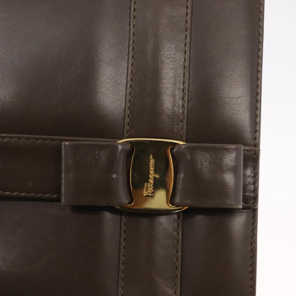 Salvatore Ferragamo Shoulder Bag Leather Beige Gold Auth ka1893