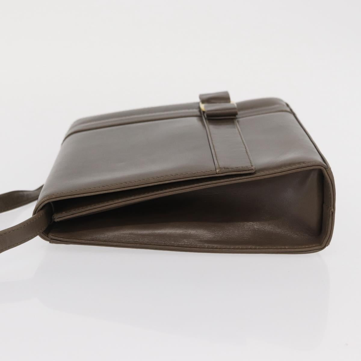 Salvatore Ferragamo Shoulder Bag Leather Beige Gold Auth ka1893