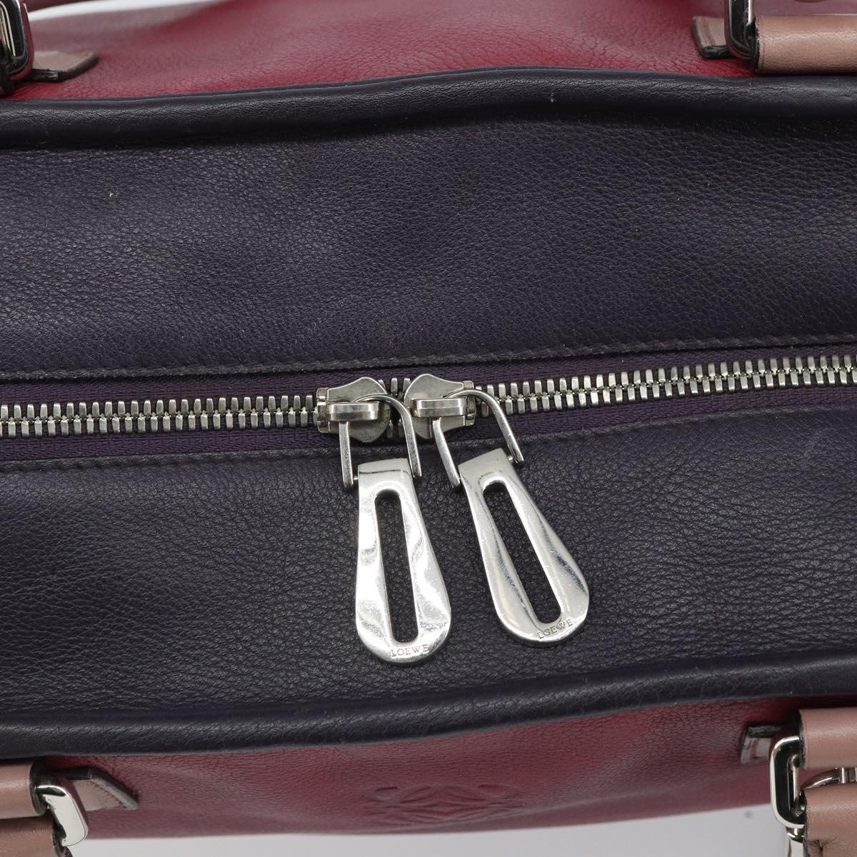 LOEWE anagram Amazona 28 Hand Bag Leather Silver Pink Auth ka1898V