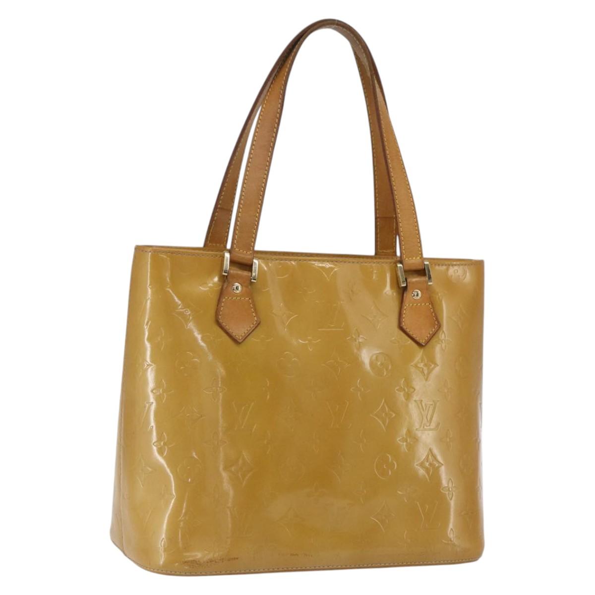 LOUIS VUITTON Monogram Vernis Houston Hand Bag Beige M91004 LV Auth ka1905