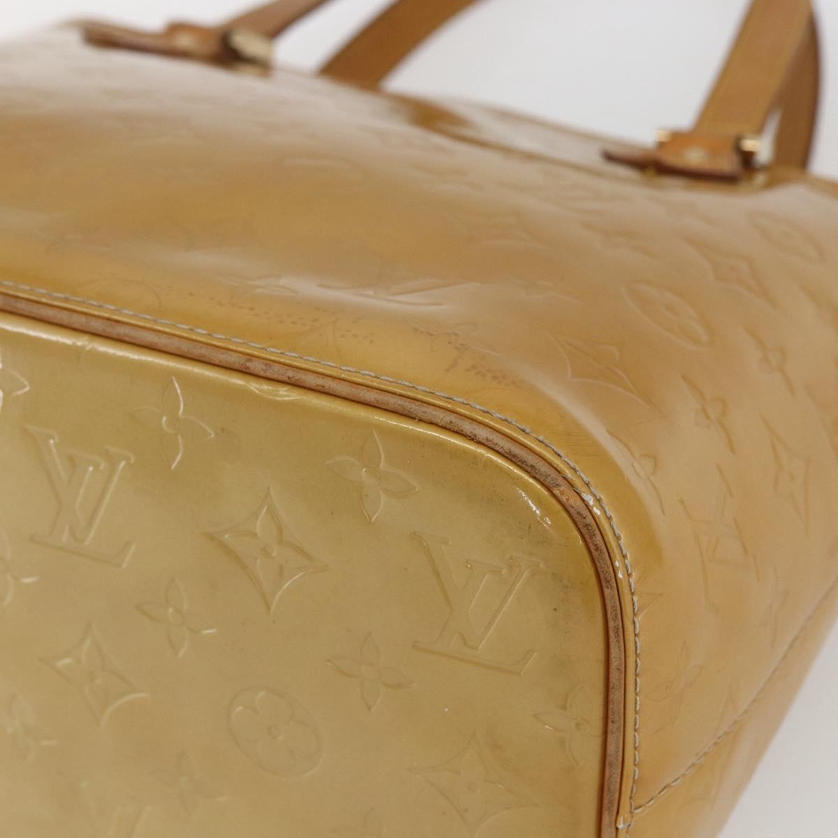 LOUIS VUITTON Monogram Vernis Houston Hand Bag Beige M91004 LV Auth ka1905