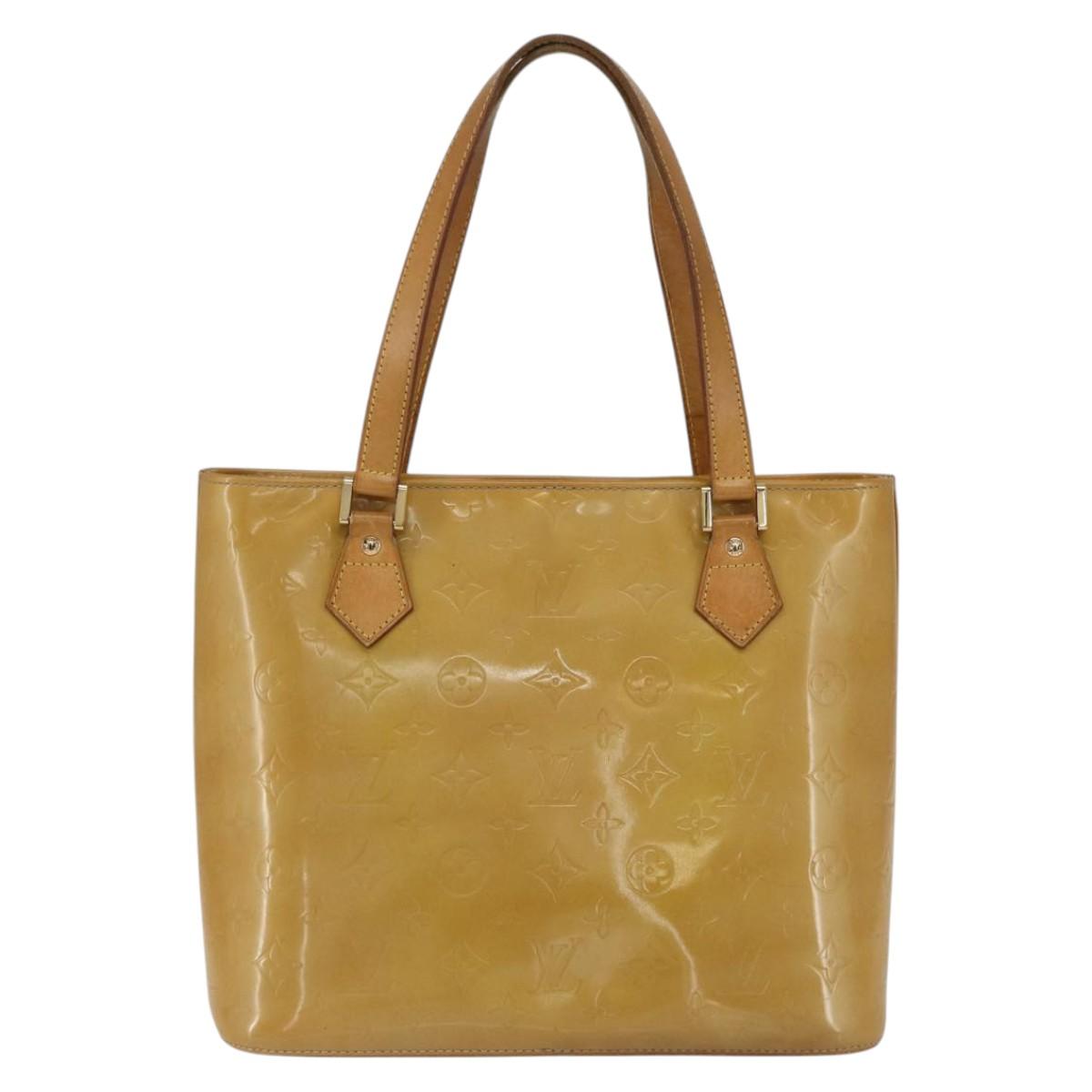 LOUIS VUITTON Monogram Vernis Houston Hand Bag Beige M91004 LV Auth ka1905