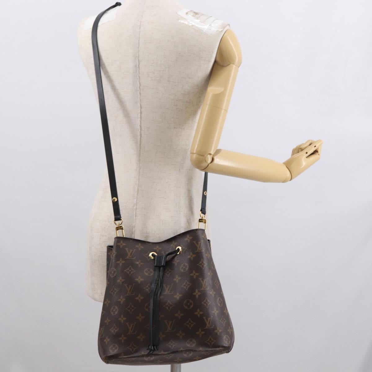 LOUIS VUITTON Monogram Neonoe Shoulder Bag Black M44020 LV Auth ka1907