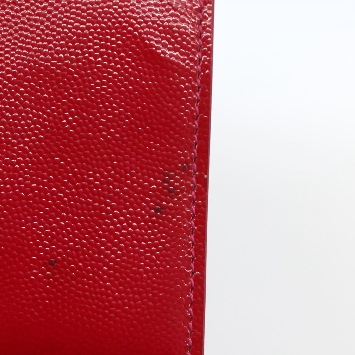 SAINT LAURENT Chain Shoulder Bag Leather Red Gold Auth ka1910V