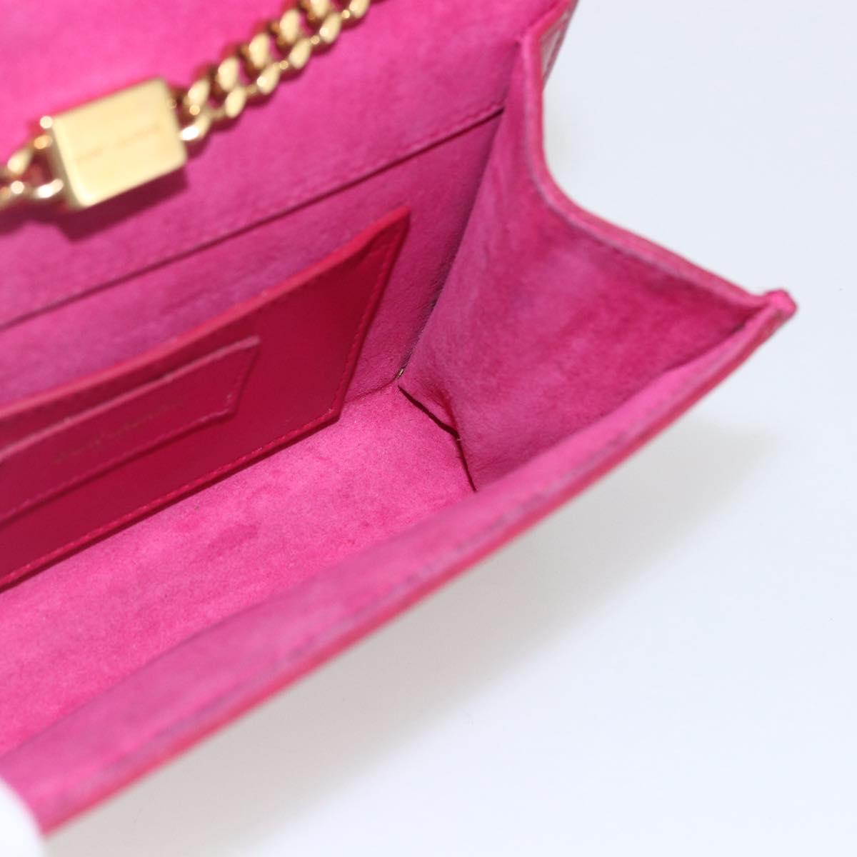 SAINT LAURENT Chain Shoulder Bag Leather Red Gold Auth ka1910V