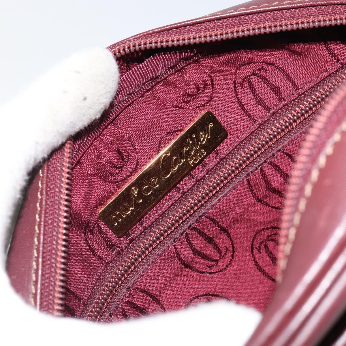 CARTIER Must Line Shoulder Bag Leather Bordeaux Gold Auth ka1912