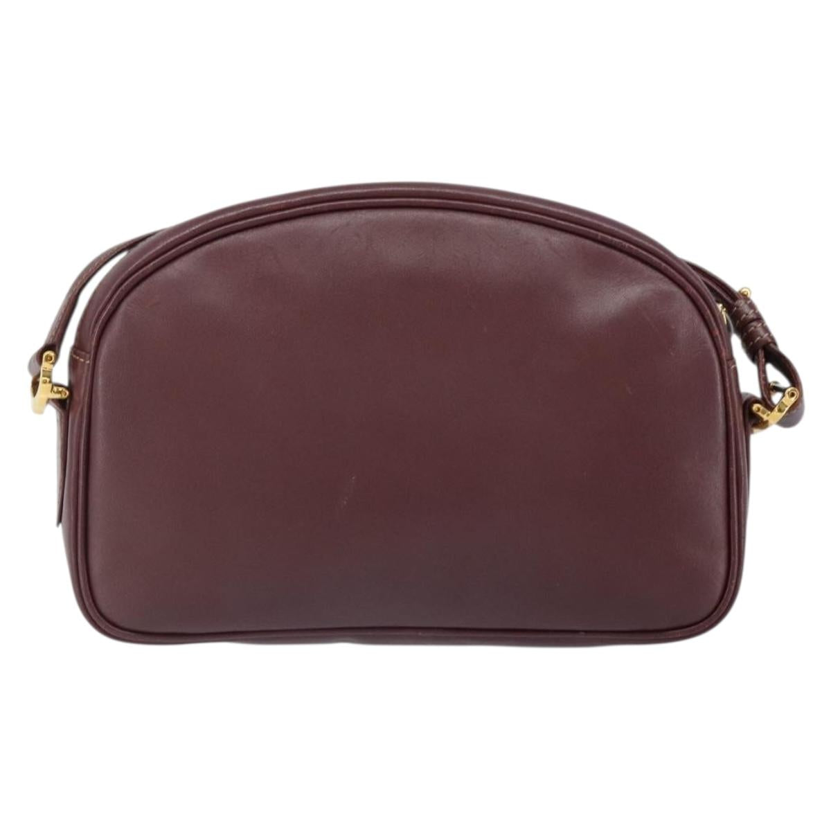 CARTIER Must Line Shoulder Bag Leather Bordeaux Gold Auth ka1912