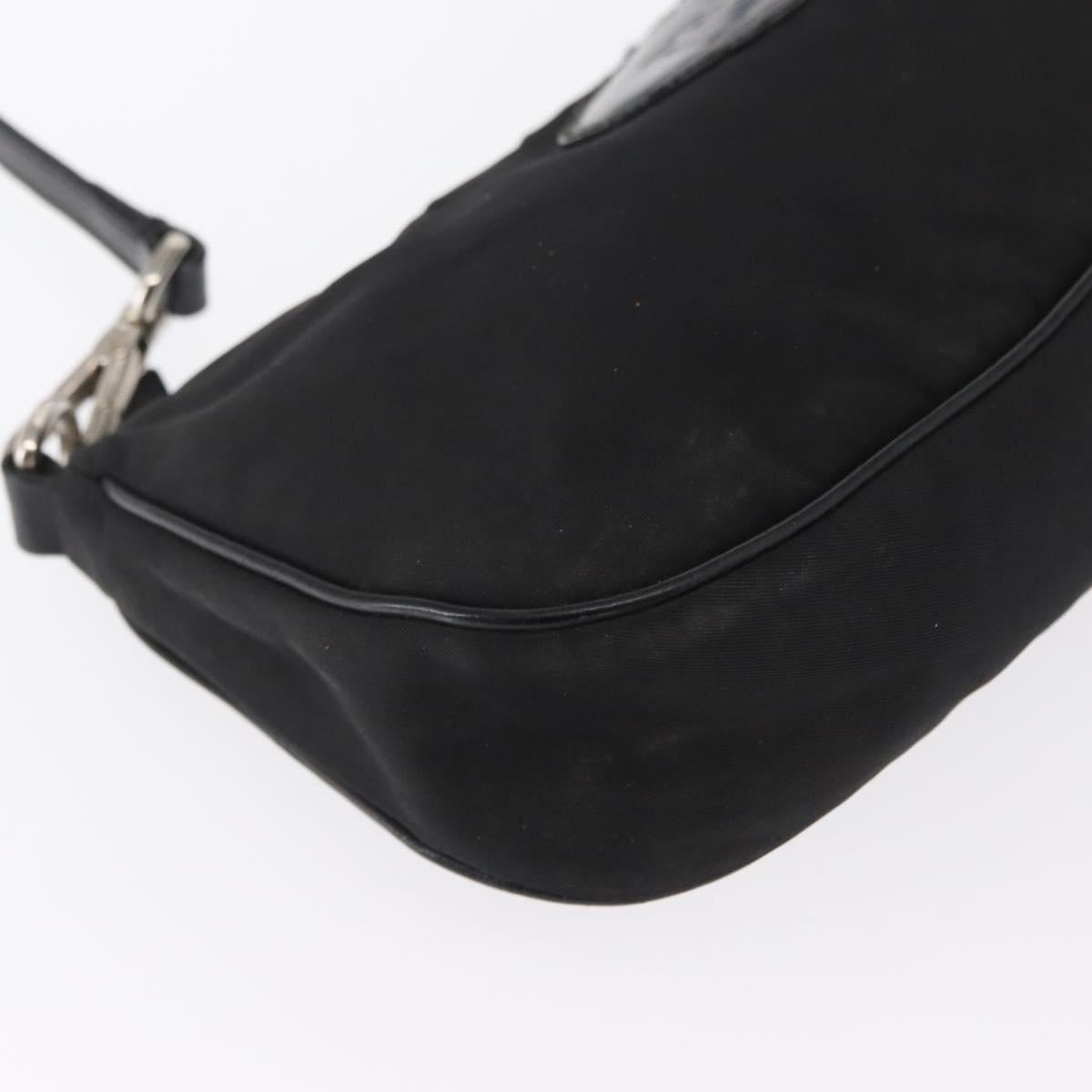 PRADA Shoulder Bag Nylon Black Silver Auth ka1913