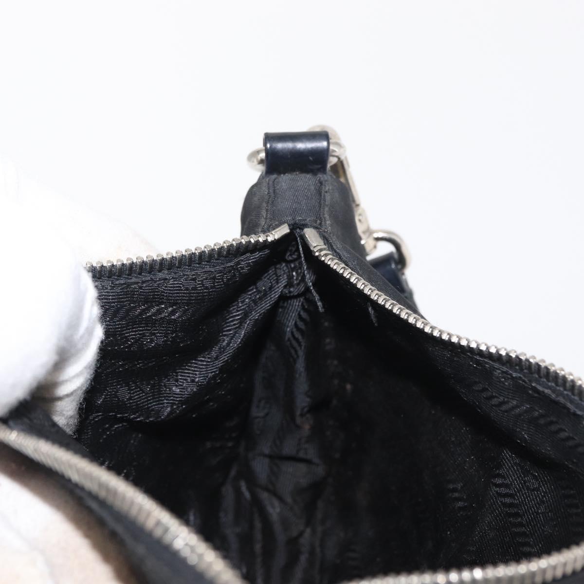 PRADA Shoulder Bag Nylon Black Silver Auth ka1913