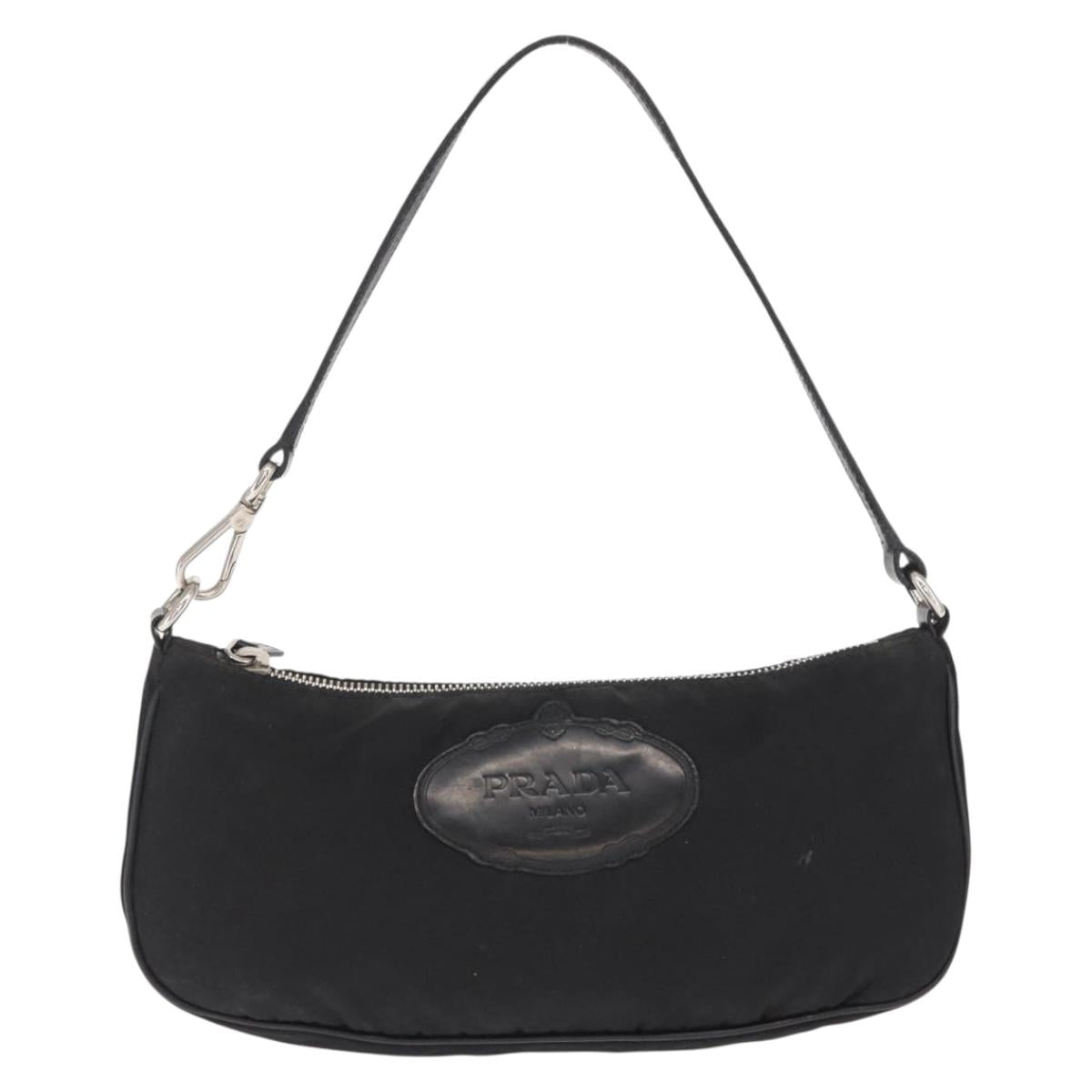 PRADA Shoulder Bag Nylon Black Silver Auth ka1913