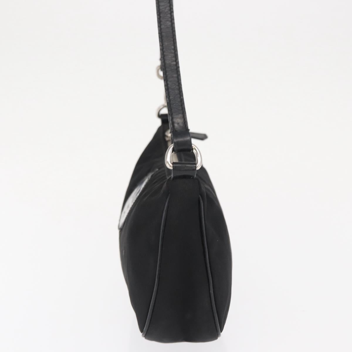 PRADA Shoulder Bag Nylon Black Silver Auth ka1913