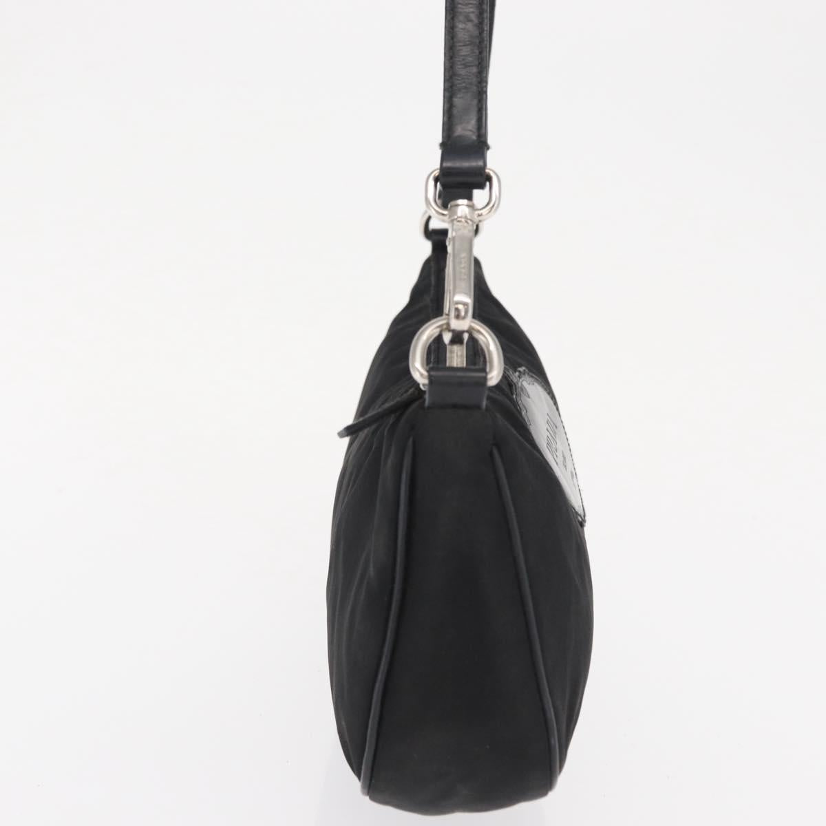 PRADA Shoulder Bag Nylon Black Silver Auth ka1913