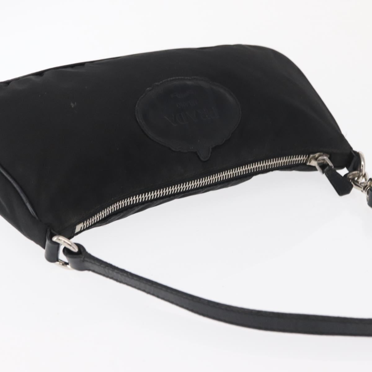 PRADA Shoulder Bag Nylon Black Silver Auth ka1913