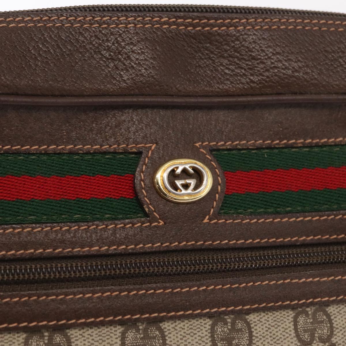 GUCCI GG Supreme Web Sherry Line Bag PVC Beige Gold 56 02 088 Auth ka1923