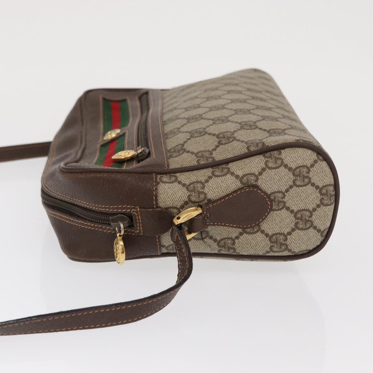 GUCCI GG Supreme Web Sherry Line Bag PVC Beige Gold 56 02 088 Auth ka1923