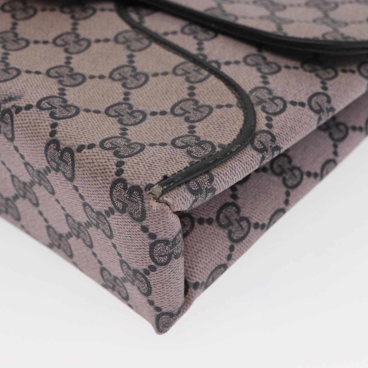 GUCCI GG Supreme Sherry Line Shoulder Bag PVC Navy Red Auth ka1924