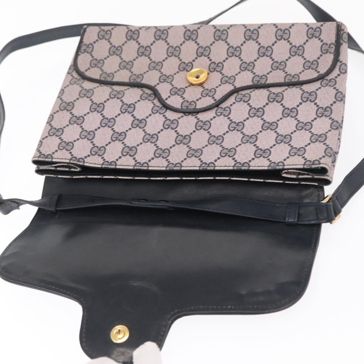 GUCCI GG Supreme Sherry Line Shoulder Bag PVC Navy Red Auth ka1924