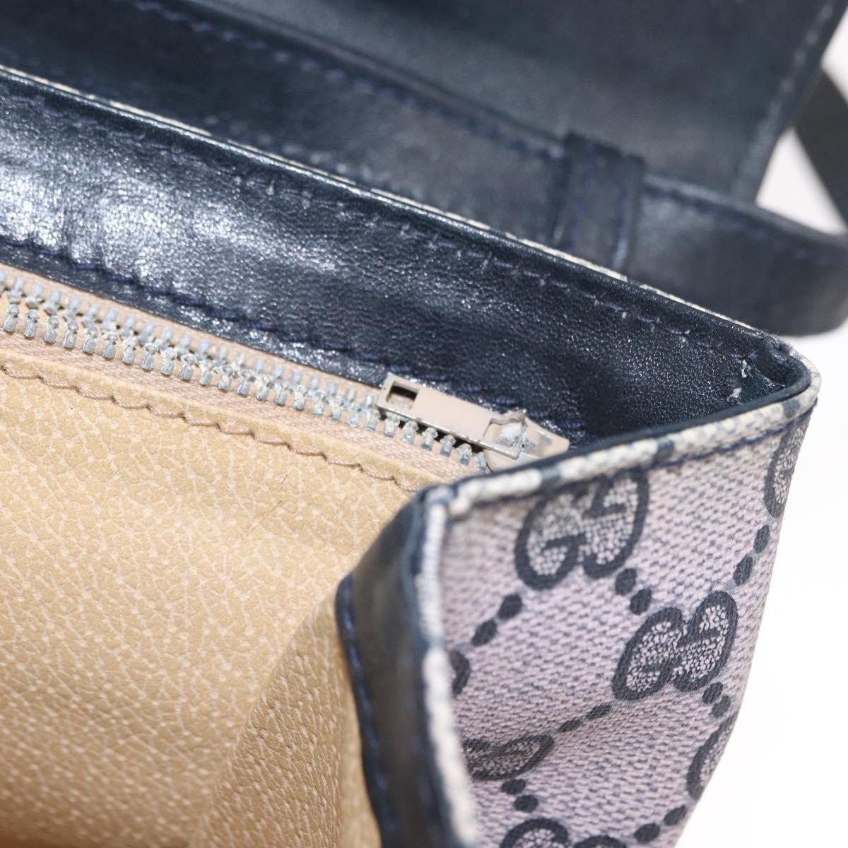 GUCCI GG Supreme Sherry Line Shoulder Bag PVC Navy Red Auth ka1924