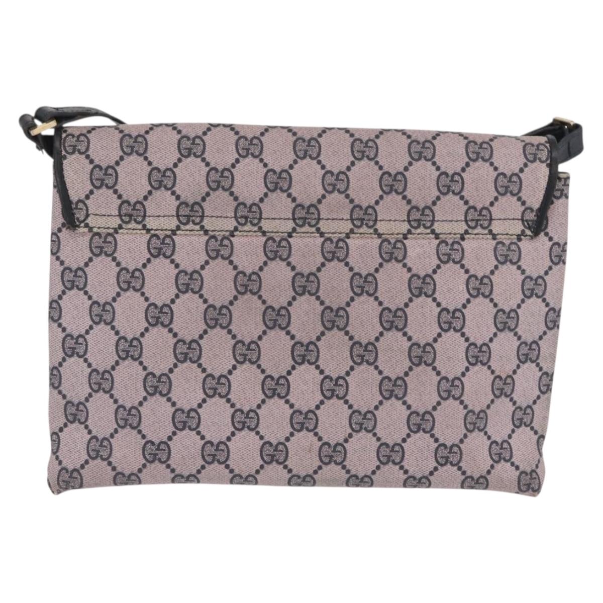 GUCCI GG Supreme Sherry Line Shoulder Bag PVC Navy Red Auth ka1924