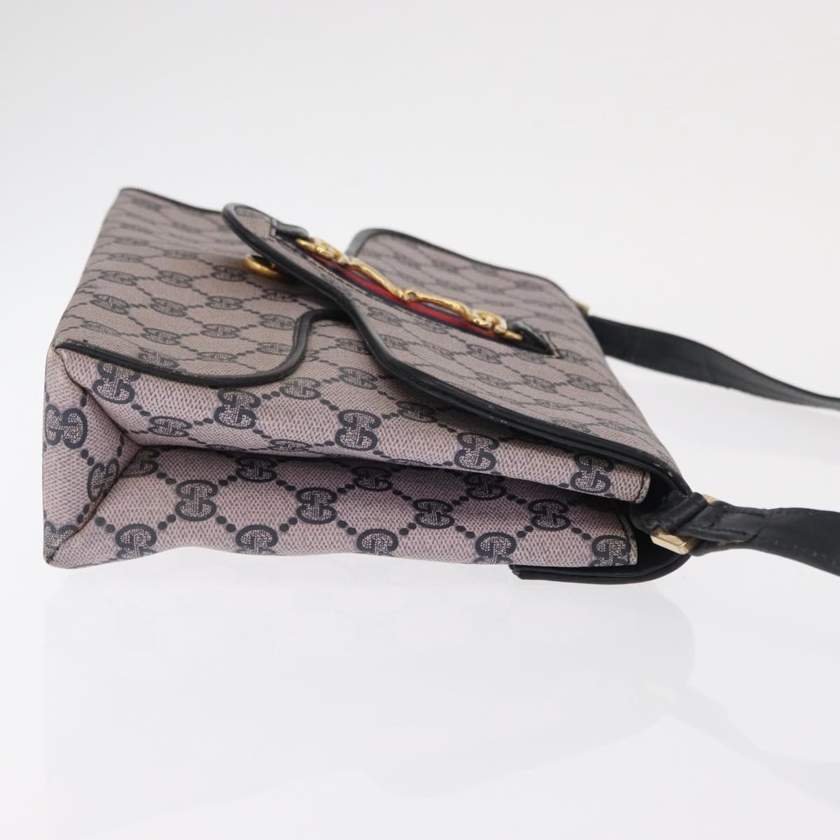 GUCCI GG Supreme Sherry Line Shoulder Bag PVC Navy Red Auth ka1924