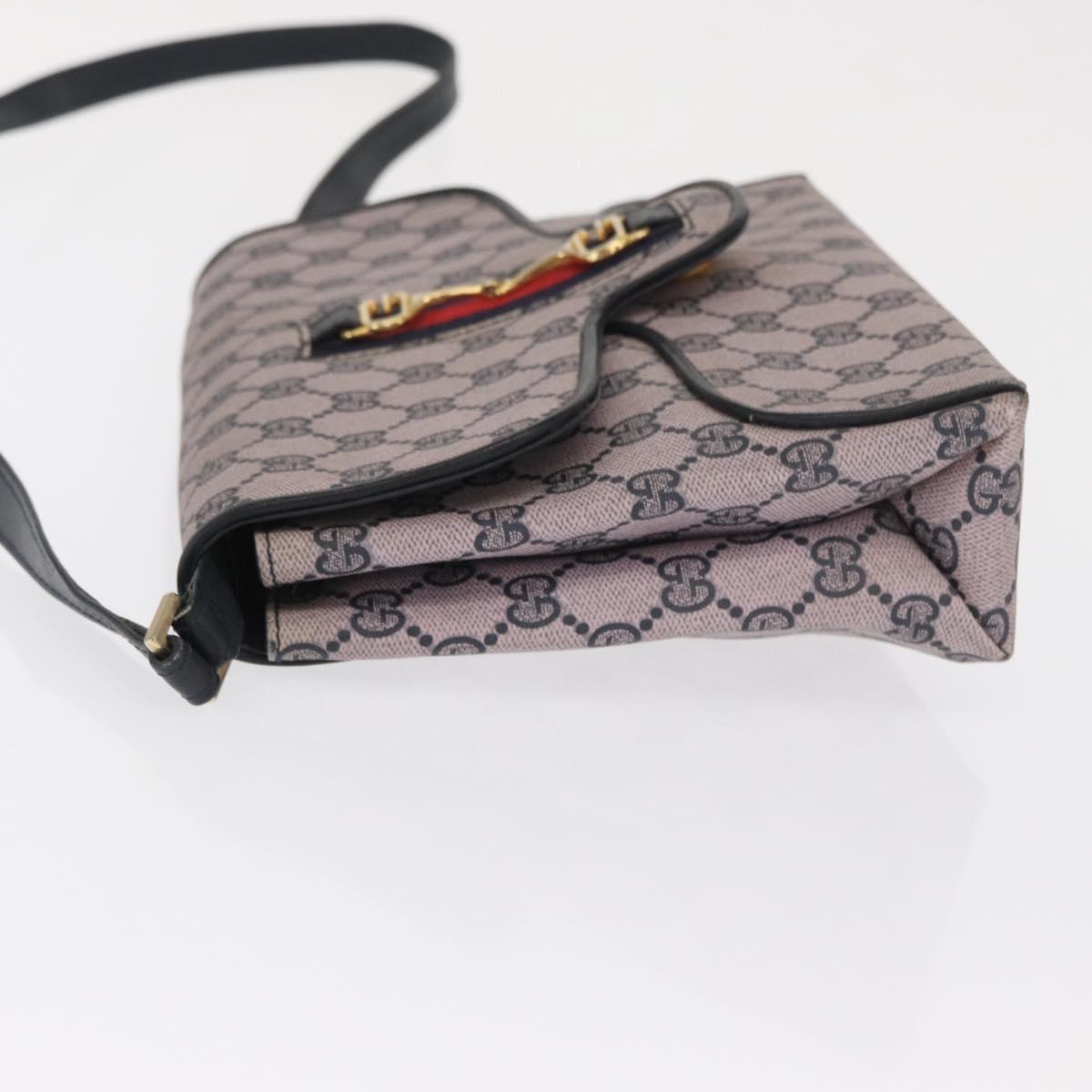 GUCCI GG Supreme Sherry Line Shoulder Bag PVC Navy Red Auth ka1924