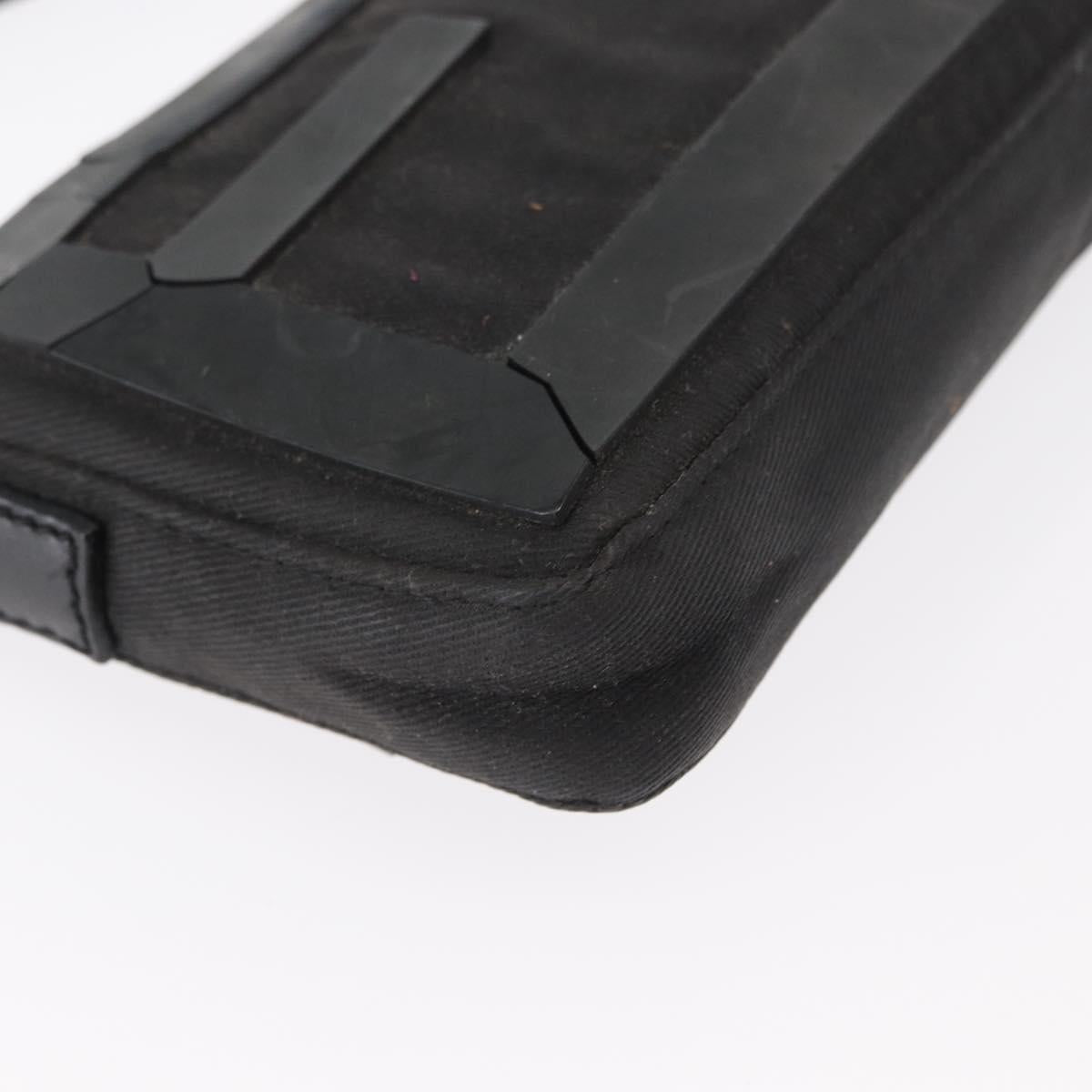 FENDI Hand Bag Canvas Black Silver Auth ka193