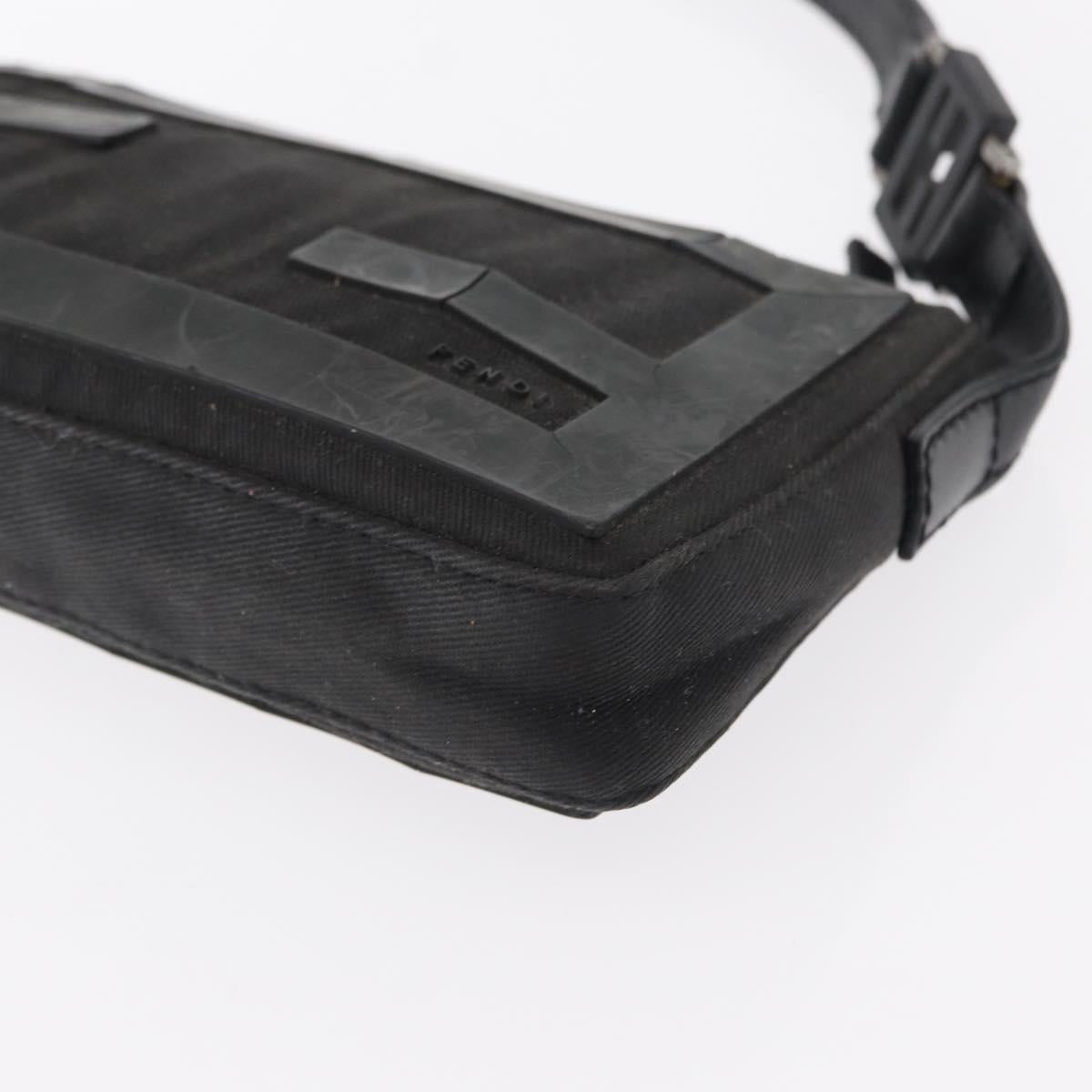 FENDI Hand Bag Canvas Black Silver Auth ka193