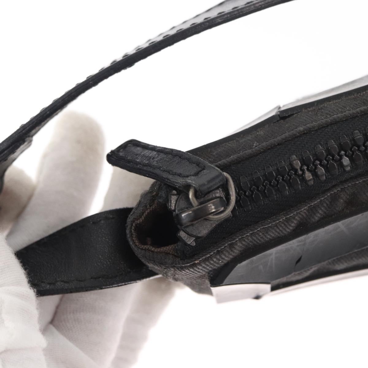 FENDI Hand Bag Canvas Black Silver Auth ka193