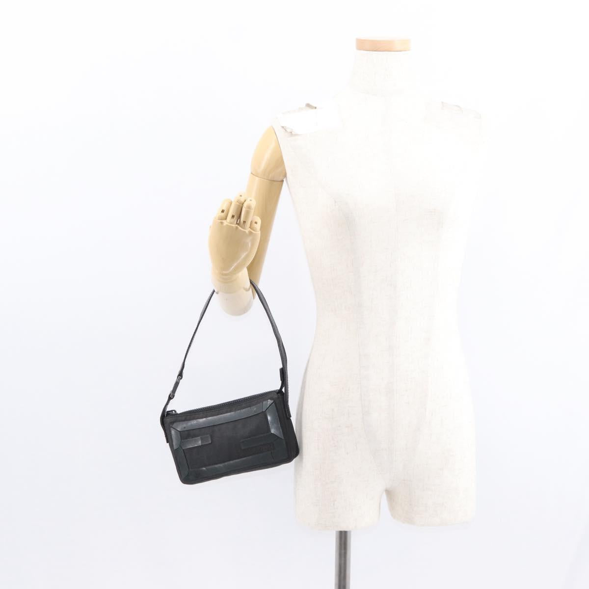 FENDI Hand Bag Canvas Black Silver Auth ka193
