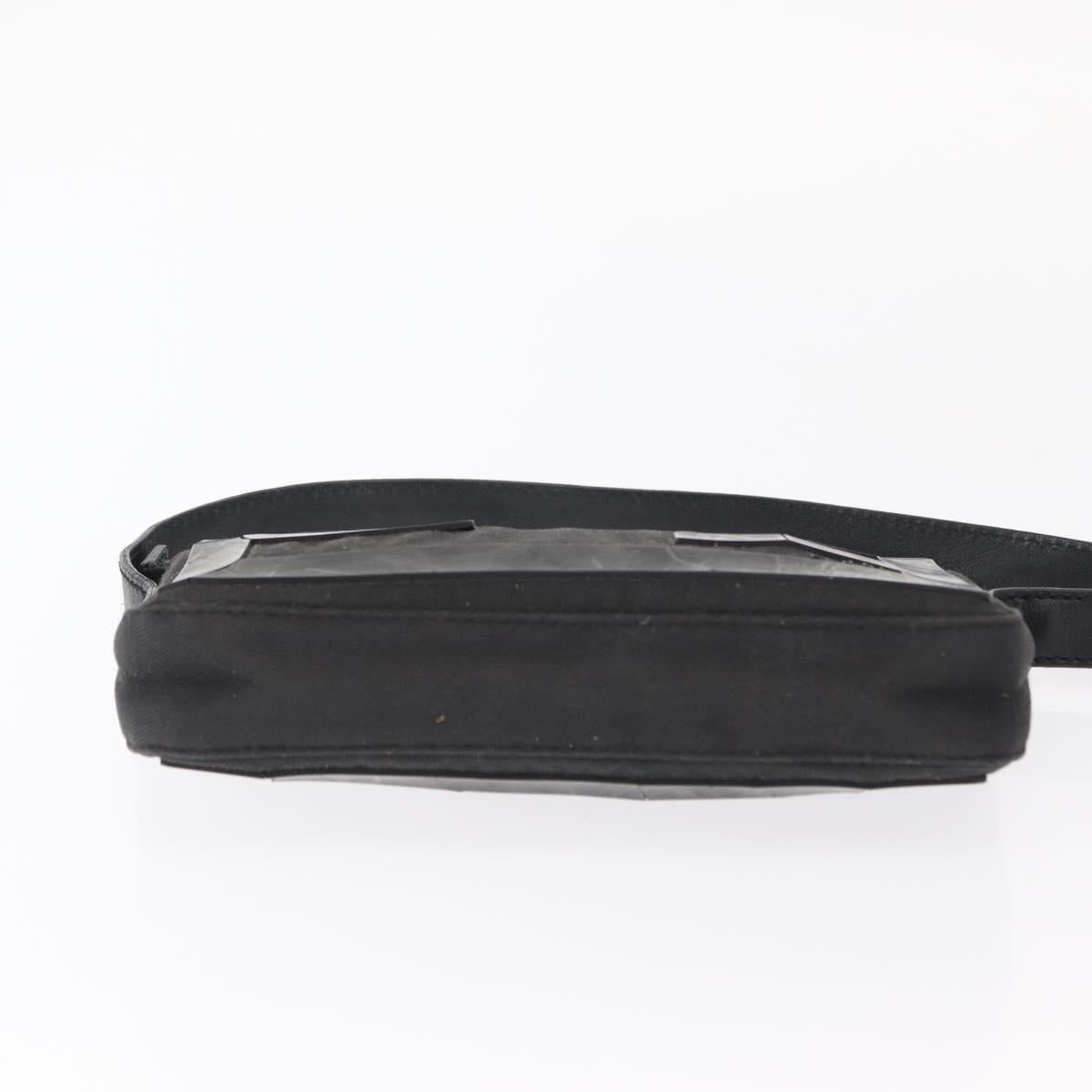 FENDI Hand Bag Canvas Black Silver Auth ka193