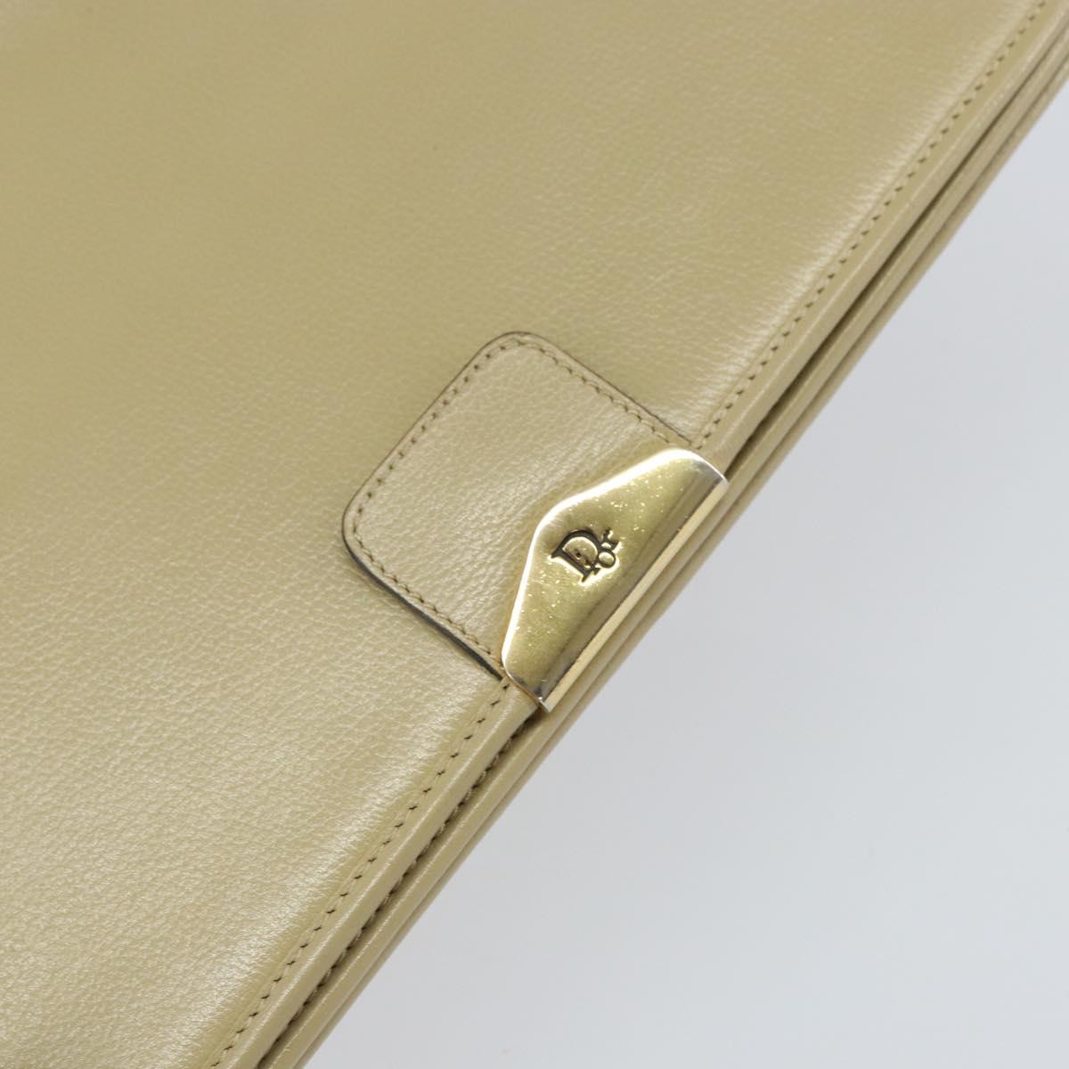 Christian Dior Chain Shoulder Bag Leather Beige Gold Auth ka1945