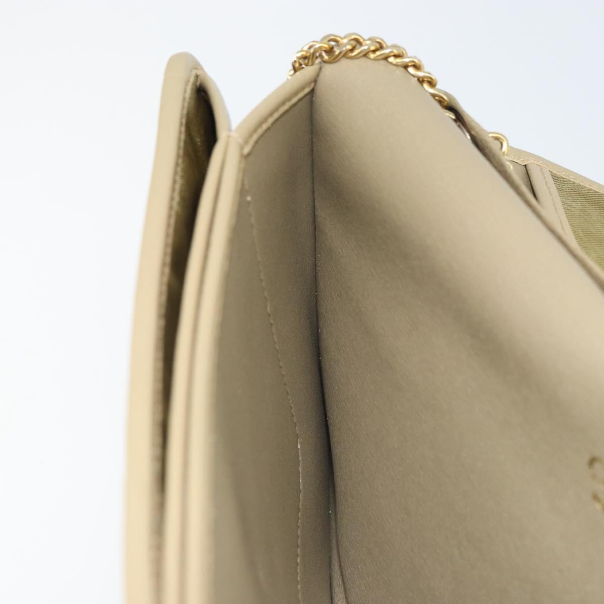 Christian Dior Chain Shoulder Bag Leather Beige Gold Auth ka1945