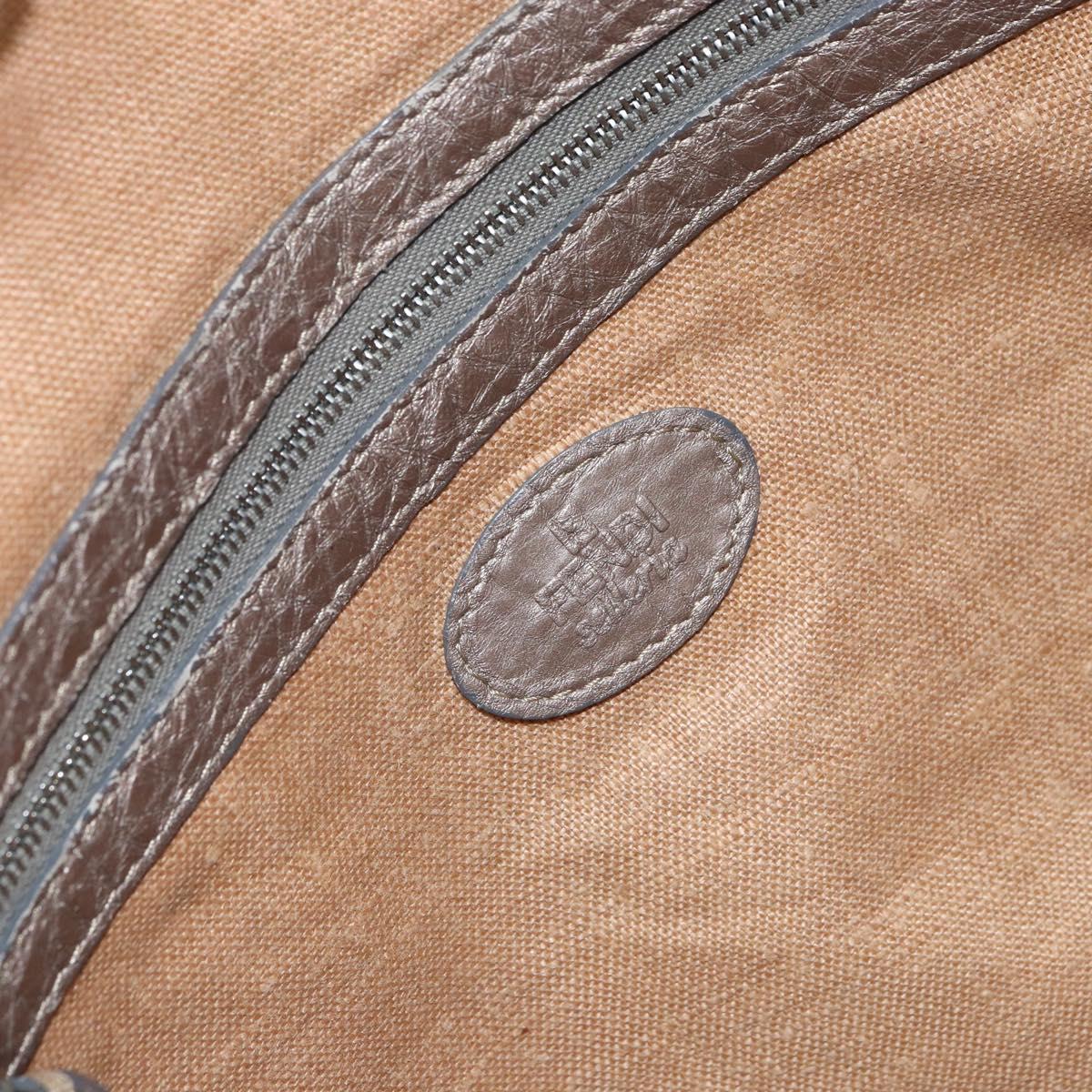 FENDI Celeria Shoulder Bag Leather Beige Silver Auth ka1948