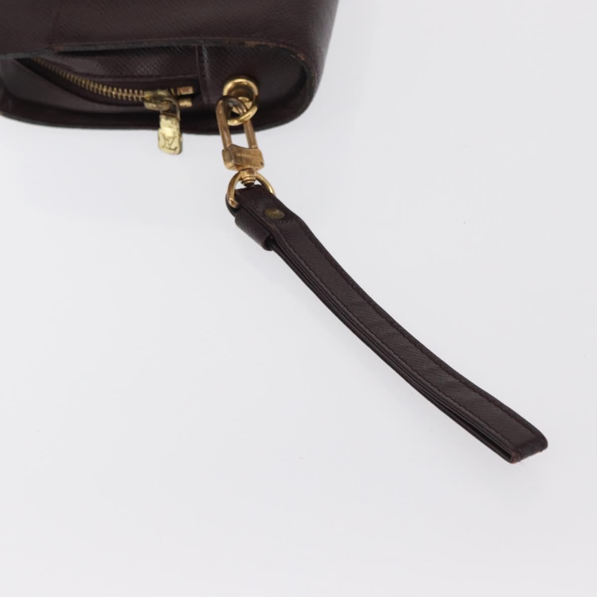 LOUIS VUITTON Taiga Baikal Clutch Bag Acajou M30186 LV Auth ka1956