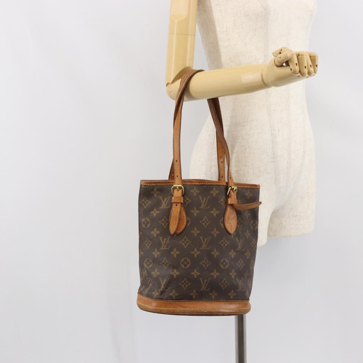 LOUIS VUITTON Monogram Bucket PM Shoulder Bag M42238 LV Auth ka1993
