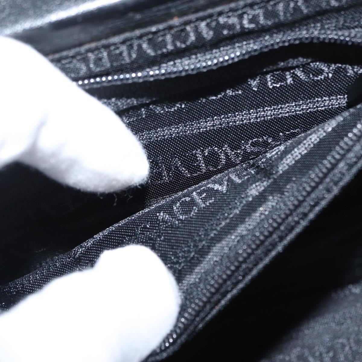 VERSACE Hand Bag Leather Black Gold Auth ka1996