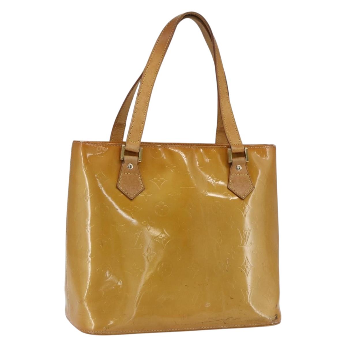 LOUIS VUITTON Monogram Vernis Houston Hand Bag Beige M91004 LV Auth ka1998