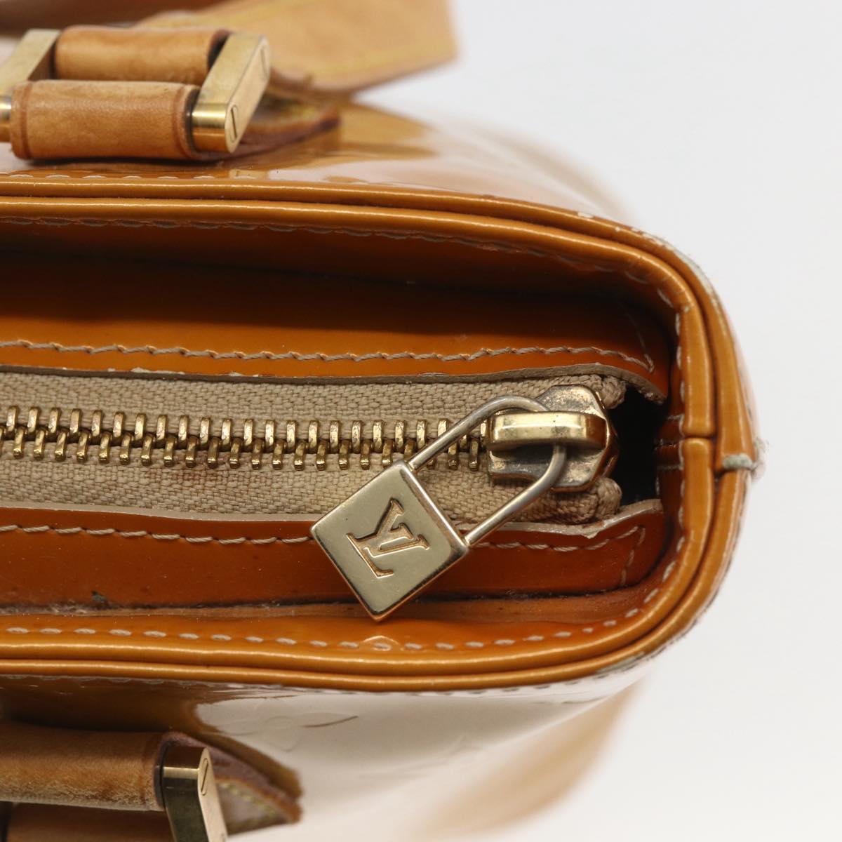 LOUIS VUITTON Monogram Vernis Houston Hand Bag Beige M91004 LV Auth ka1998