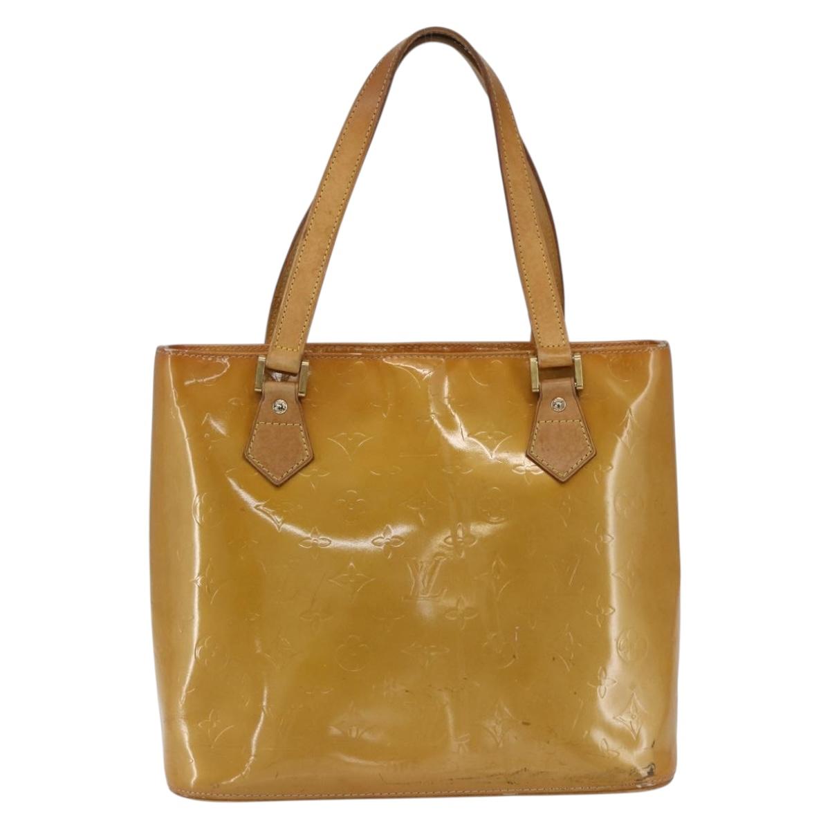 LOUIS VUITTON Monogram Vernis Houston Hand Bag Beige M91004 LV Auth ka1998