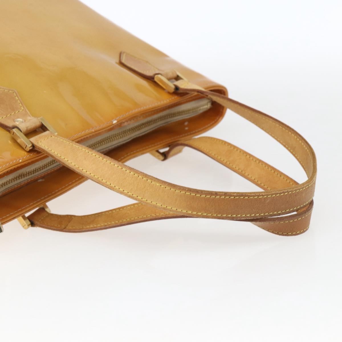 LOUIS VUITTON Monogram Vernis Houston Hand Bag Beige M91004 LV Auth ka1998