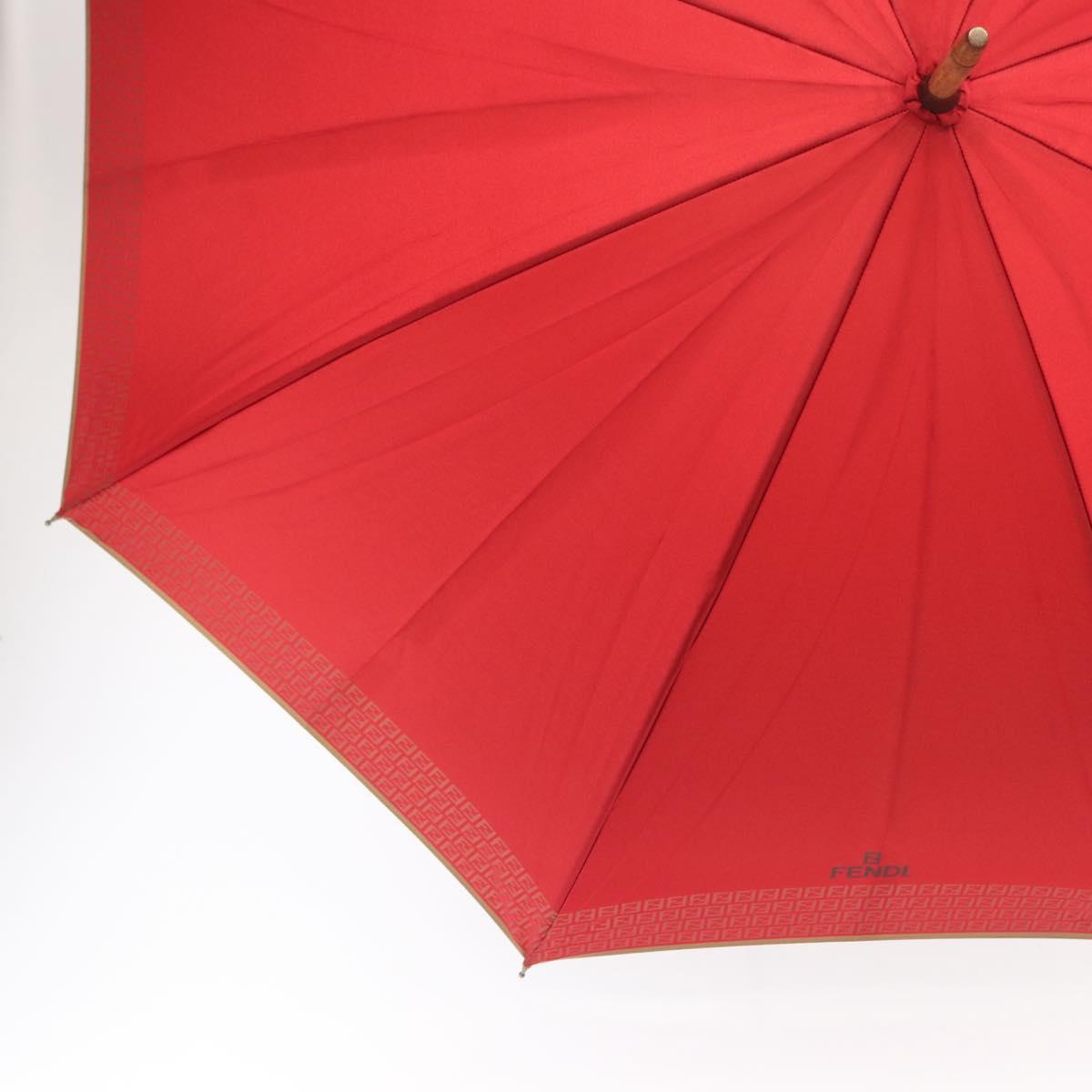 FENDI Zucchino Canvas Umbrella Nylon Red Auth ka2000