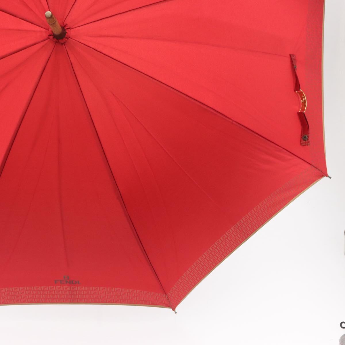 FENDI Zucchino Canvas Umbrella Nylon Red Auth ka2000