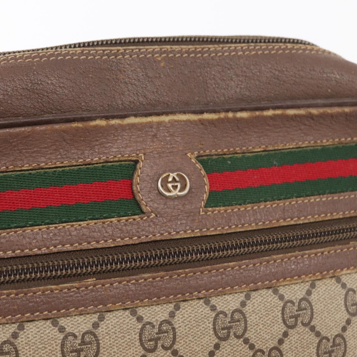 GUCCI GG Supreme Web Sherry Line Bag PVC Beige 001 113 6472 4028 Auth ka2001