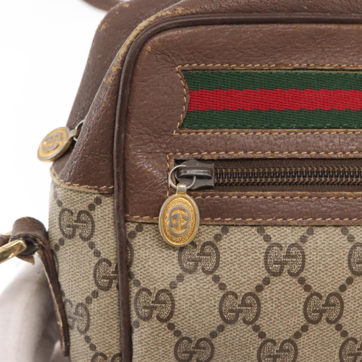 GUCCI GG Supreme Web Sherry Line Bag PVC Beige 001 113 6472 4028 Auth ka2001