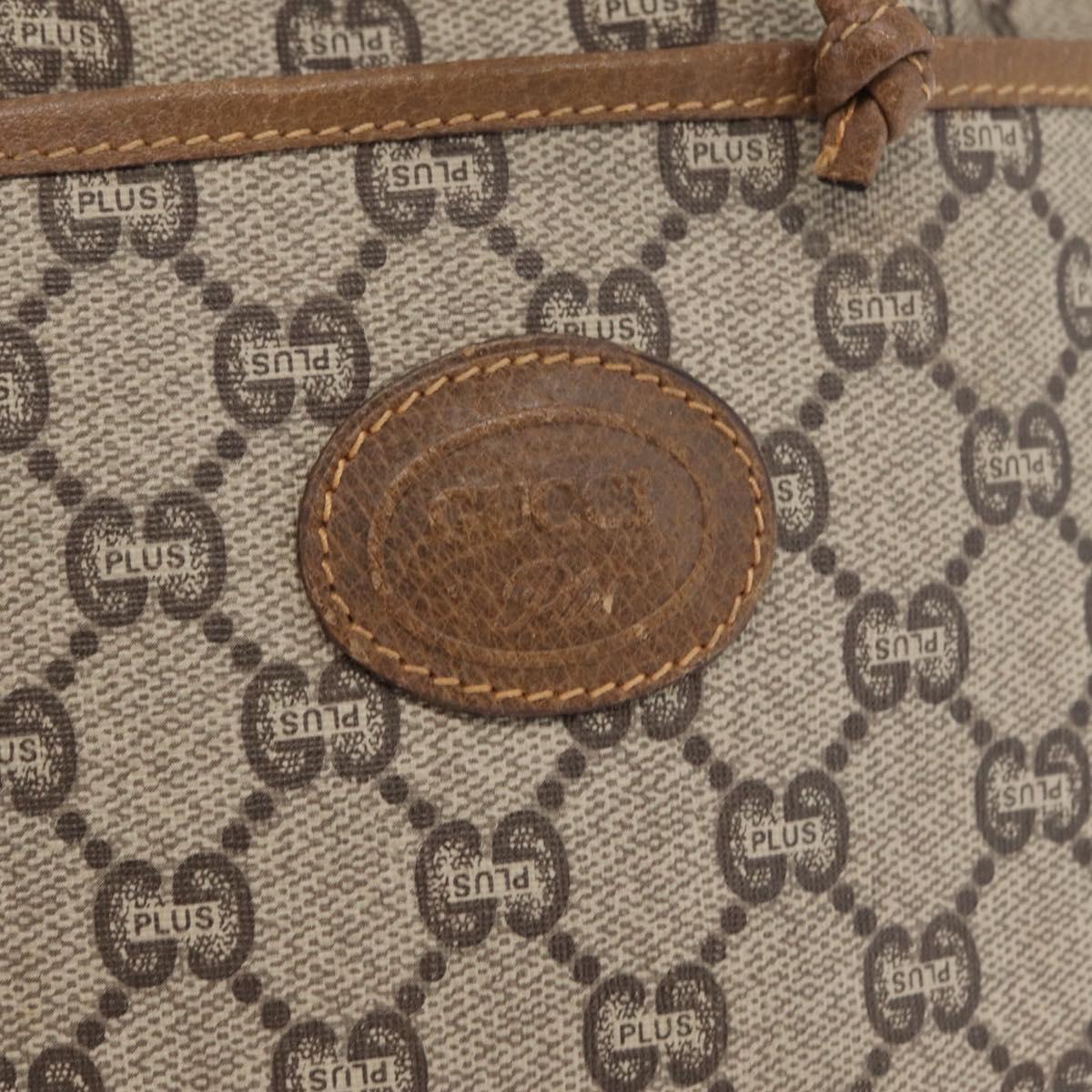 GUCCI GG Plus Supreme Shoulder Bag PVC Beige Gold Auth ka2009