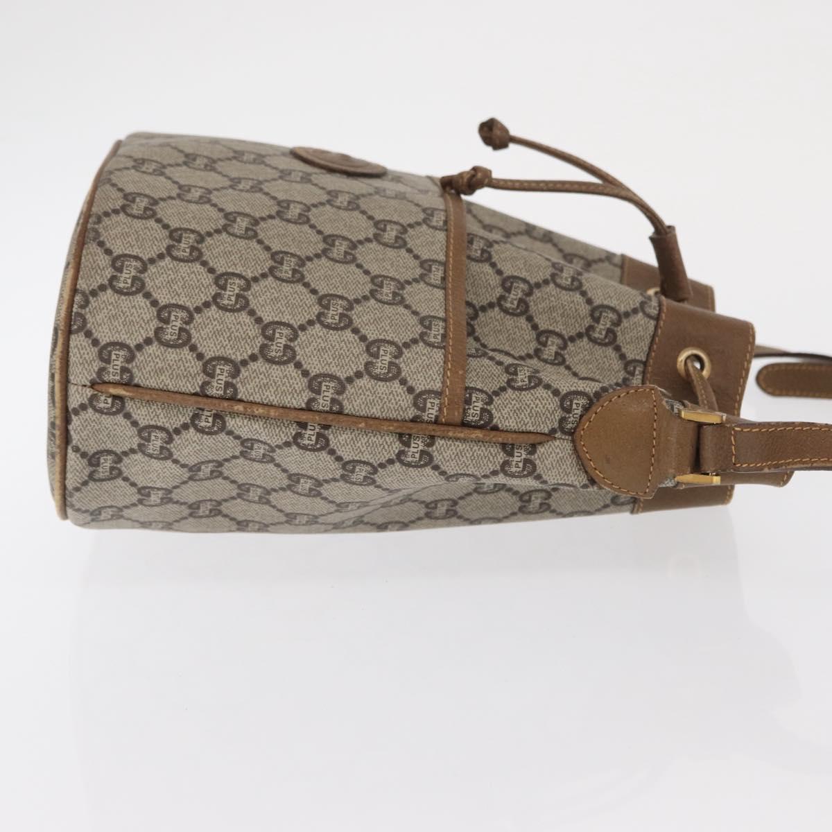 GUCCI GG Plus Supreme Shoulder Bag PVC Beige Gold Auth ka2009