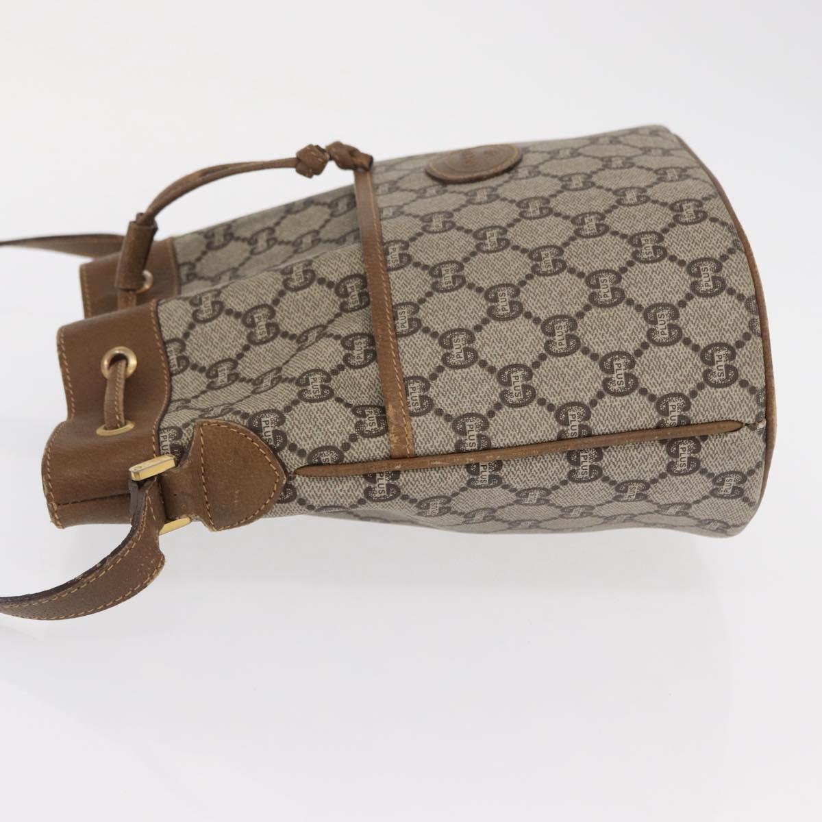 GUCCI GG Plus Supreme Shoulder Bag PVC Beige Gold Auth ka2009