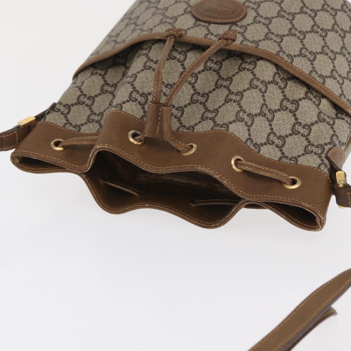 GUCCI GG Plus Supreme Shoulder Bag PVC Beige Gold Auth ka2009