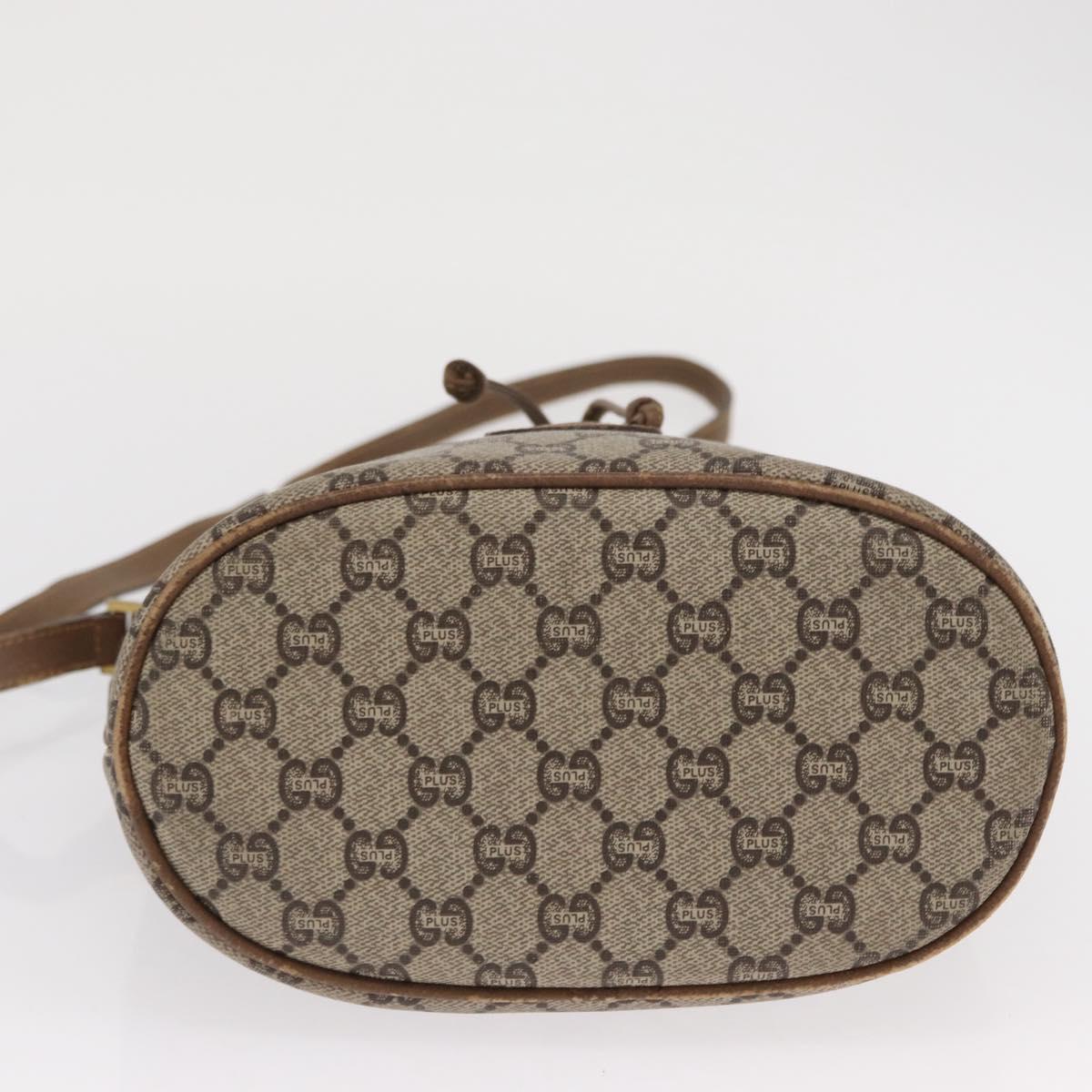 GUCCI GG Plus Supreme Shoulder Bag PVC Beige Gold Auth ka2009