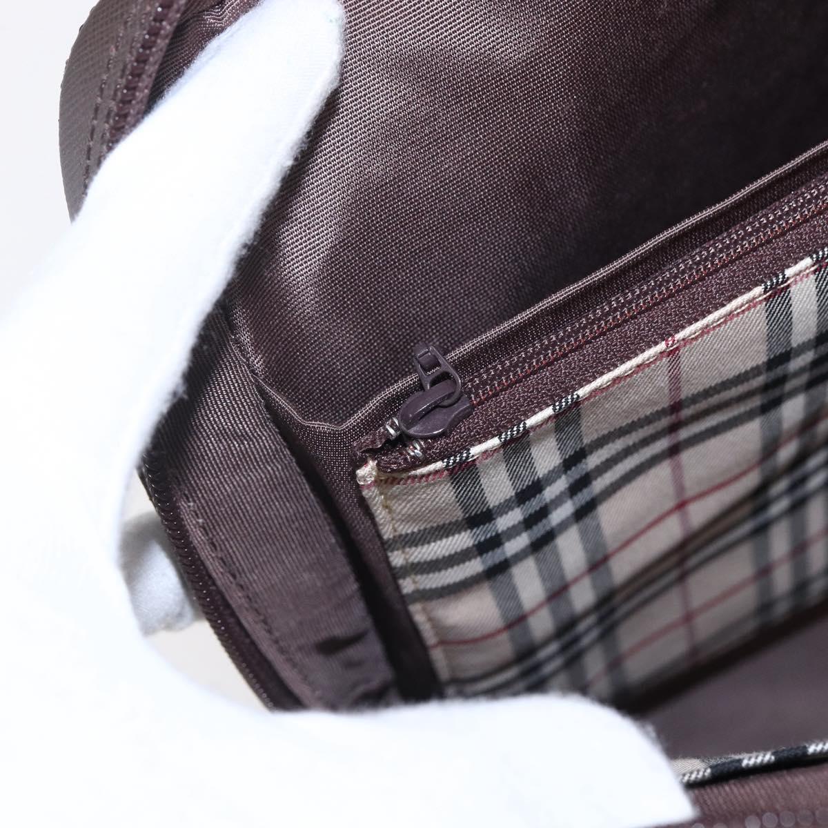 BURBERRY Hand Bag Leather Brown Silver Auth ka201